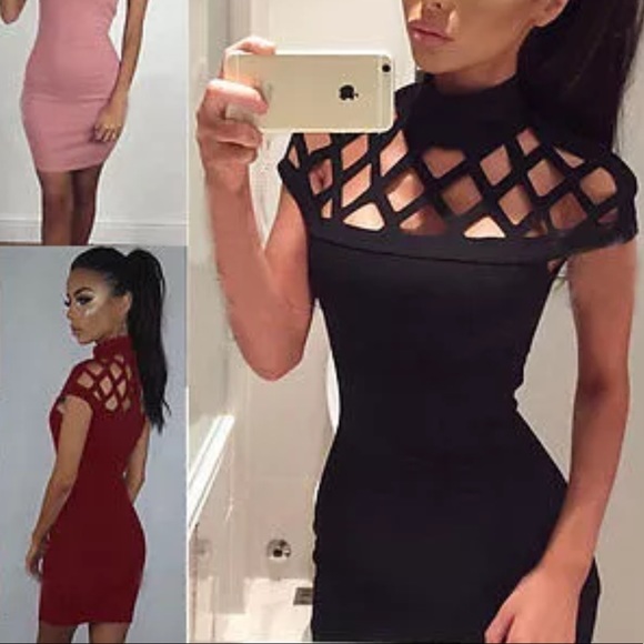 BLACK CAGE DRESS SIZE M 6-8 - Picture 3 of 5